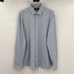 BOSS Mens Long Sleeve Button Up Striped Shirt Regular Fit 43/XL17